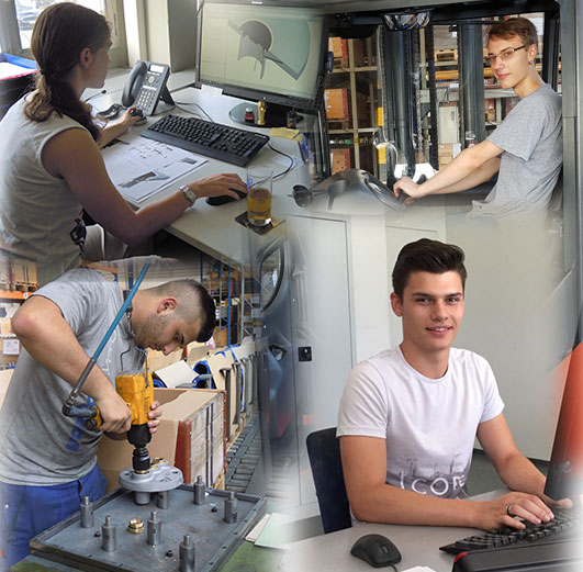 Aprendices de prueba para las profesiones: técnico comercial con Certificado Federal de Capacidad, constructor con Certificado Federal de Capacidad, mecánico polivalente con Certificado Federal de Capacidad, mecánico de producción con Certificado Federal